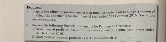 Required: a. Prepare the adjusting journal entries that must be made prior to the preparation of the financial statements for