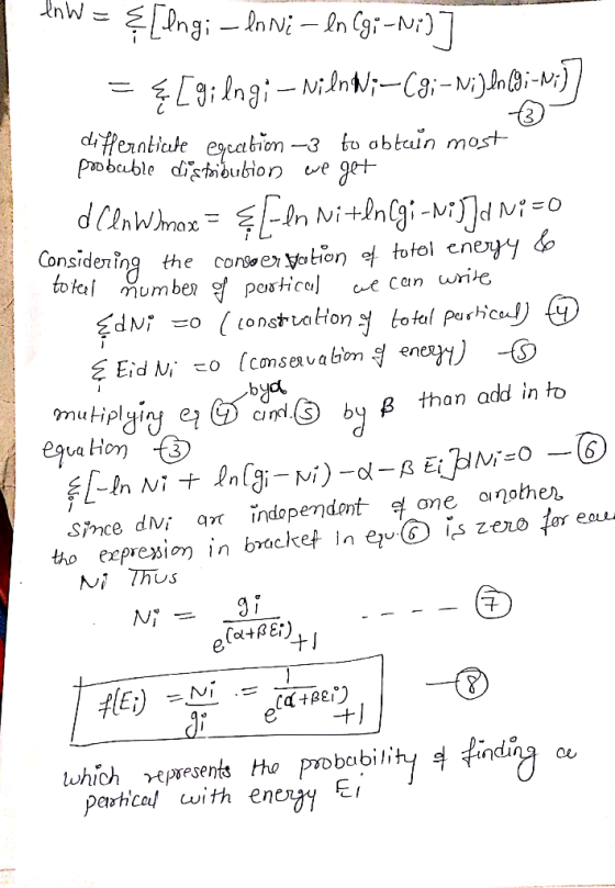 InW= &ringi - en Ni- en Cgi-N;)] = { [9ilngi – NilnW;-C81N;) loløi-;)] differntiate excation –3 to obtain most probable custo