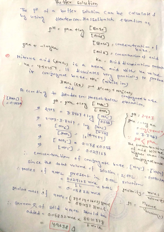 Buffer solution The ph of a butter solution can be calculated by using Henderson-Hasselbalch equation as pHe pka flog [Base]