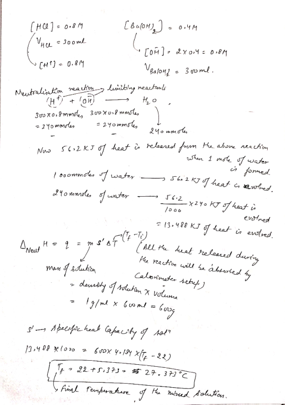 [HQ] = 0.8m [Buloh), ) - 0.44 / Vace = 300 me [on], 2x0,4 = 0,8M CHT) - 0.8% BaloHg = 3 come. Neutralisation reaction limiti
