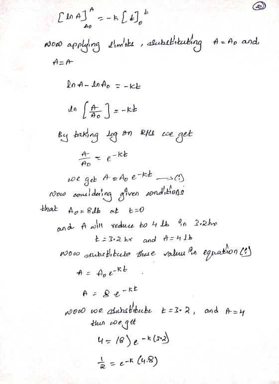 A Ł [In A AO (A) akt د A e Now we bubstibube Ł=3-2, and A=4 --k [+], Nooo applying Imthe abuhetikuting A=Ao and A=A In A- I