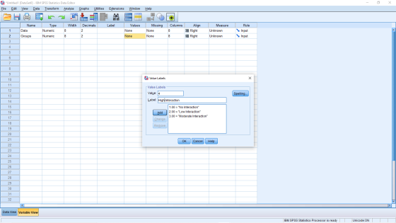 X ta *Untitled1 [DataSetO] - IBM SPSS Statistics Data Editor File Edit View Data Transform Analyze Graphs Utilities Extension