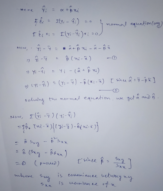here }; = a tini I E = sly; - îi) 20 { normal equation (say) I E; x; = [(y; - ; ) » ; =0) Now, . ? - ý = Bâtß ni -â- ßä > Û -
