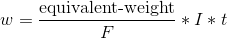 w = \frac{\text{equivalent-weight}}{F} *I*t