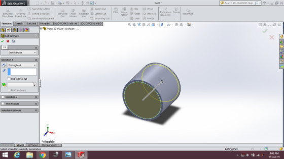 Search SOLIDWORKS Help X DS SOLIDWORKS Part1 Swept Boss/Base Swept Cut Rib Fillet Linear ta Pattern Dra ed Wrap Reference Cur