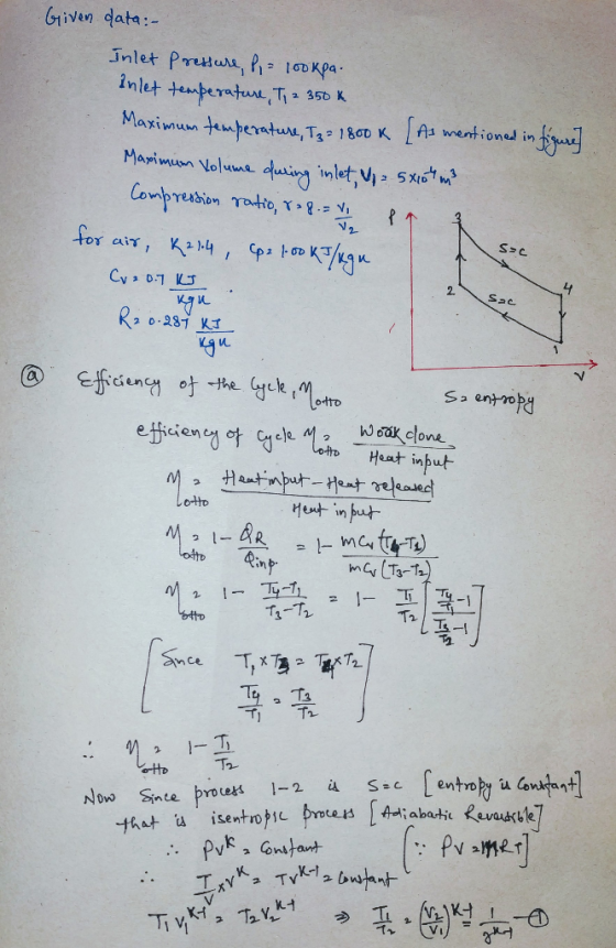 Given data:- Inlet Pru, = 100Kpa inlet temperatu, T 350 K Maximun temperatuu, Ts 180D K [As mentionel in Mapimun Volue dusiny