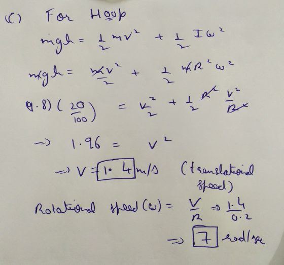 I mu? + ㅗ I wa 2 a wh Raw 2 For Hoop nigh= migle = way + 4.8) ( 9.8) (20 1.96 - v fl. 4 m/ Bx 100 (translational speed) Rotat