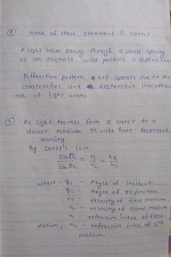 None of these statement is correct. A Light beam passing through a smage opening or an obstacle will produce a diffraction Di