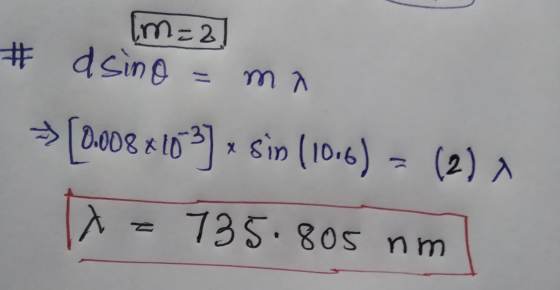 Im=2 # asino ma → (0.0088 10 3] x sin (1016) - (2) » A = 735.805 nm