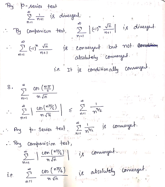 By senier test is divenged ob is divengt By Compamisun test n=1 Con nergent but mot eneien Cemmenget It icndition ally absolu