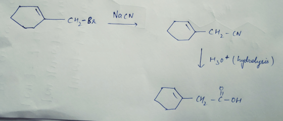 NacN CH₂-Br CH₂ - CN Į rigot (hydrolysis Dion