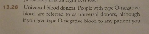 Universal blood donors. People with type O-negative blood are referred to as universal donors, although if you give type O-negative blood to any patient you 13.28