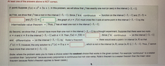 At least one of the answers above is NOT correct. (1 point) Suppose /(x) = x + 3x + 1. In this problem, we will show that has