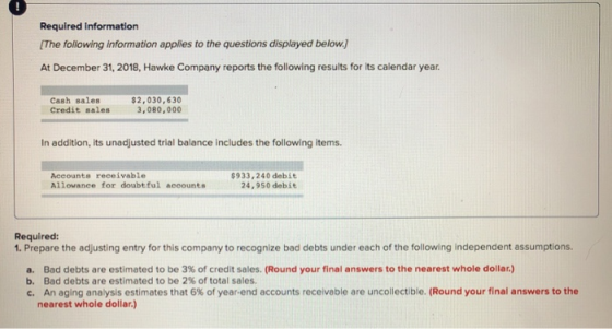 Required information The following information applies to the questions displayed below.) At December 31, 2018, Hawke Company