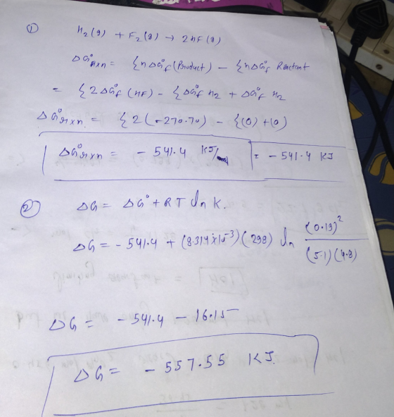 H₂ (9) + F₂ (3) 245 (9) OG AXn {noug (Pruduct) - Enoug Reactant - {2 sur (HF) – 40ufta + our na Dadxn - 42 (+270.70) - {(0) +