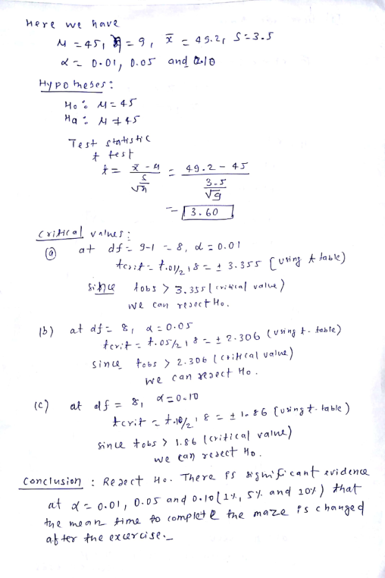 here w have t test 3.r 3.60 C) at4f#s, #xo.ro 0.01, 005 and 0-11, S and 10) that 2 the maze s charaed at