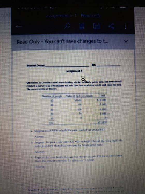 Read Only - You cant save changes to t... v Student Name NE Question 1: Com as a mana m al minder dine nether budapte pork.