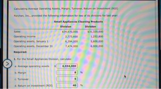 Calculating Average Operating Assets, Margin, Turnover, Return on ...