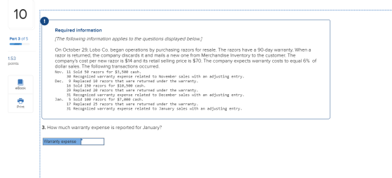 Required information [The following information applies to the questions displayed below.) Part 3 of 5 1.53 points On October