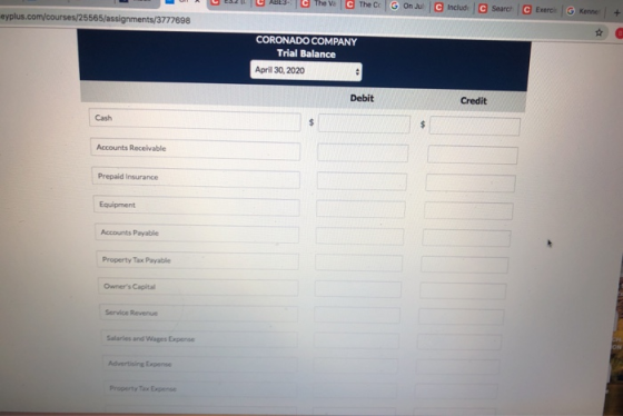 URS U The VicTheCe Gonul Include C Search Exercle Kenne yplus.com/courses/25565/assignments/3777698 CORONADO COMPANY Trial Ba