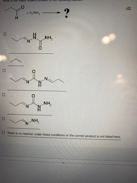 + H, NNH ? H NNH N N NH N-NH, There is no reaction under these conditions or the correct product is not listed here.