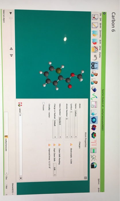 Carbon 6 Spartan Student vs. methylbenzoateM0001 DODAnd B Bovac 06 NEXG Atom Properties Charges Electrostatic 0.034 Symbol At