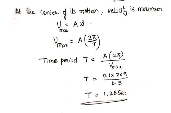 At the center of its motion, velocity is maximum V AW max u main = A (24) Time period To A (26) Vman T = 0.1% 2x7 0.5 T - 1.2