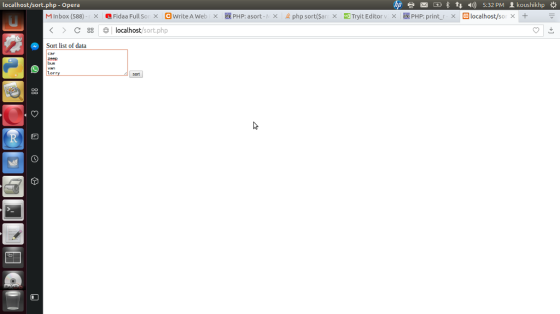 localhost/sort.php - Opera Minbox (588)-x !! Fidaa Full So ewrite A web PHP asort-1 × 2phpsort(Sa × Tryit Editor × 亟PH P: pri