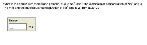 What is the equilibrium membrane potential due to Nations if the extracellular concentration of Nations is 148 mM and the int
