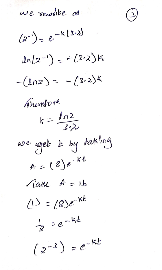 wen neworte as 3 -k (3-2) (2-1) -e In (2-1) == (3-2) K -(dna)=-(3-2)* Therefore 202 ST 302 we Lak 15 aget by along A - 1832 (