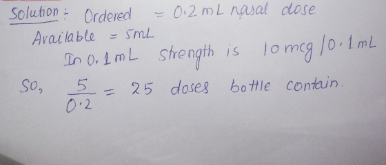 Soluhon Ordered 02 mL ngal dose Available STnL So,25 dosesbot contaun 0 2
