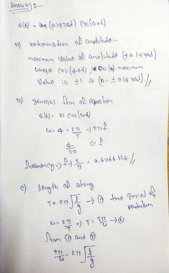 onsta มา:- 06) - (0.147ad) cos (4101) A betermination of amplitude:- manimum value of amplitude to. 14 had) Where cos(4:04) i