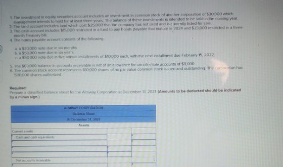 1 The investment in expuity securities account includes an investment in common stock of another corporation of $30,000 which