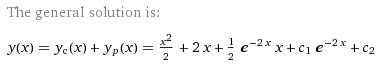 The general solution is: y(x) ye(x) + yp(x)-xf + 2 x + 1 e-2x x + c 1 e-2x + c2