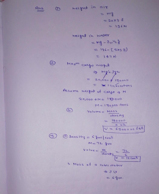 weigut in waster Assume nugut of carto m r 1-/30,000 tons Volumez Ma ss dens H 그느 . Moss of cubic meter
