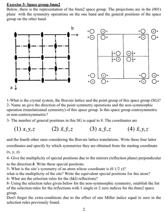 Exercise 5- Space group Imm2 Below, there is the representation of the Imm2 space group. The projections are in the (001) pla