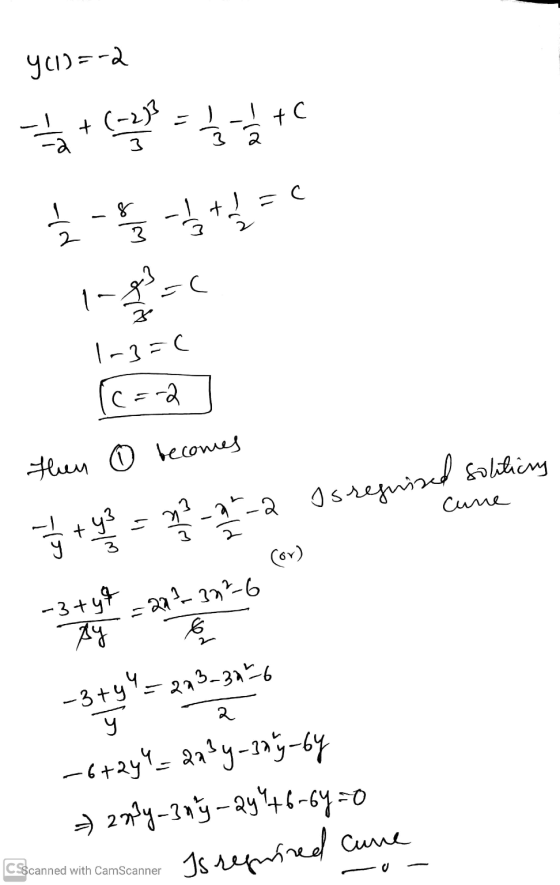 y (1)=-2 * FILI+C 4*** 3 2 Ź - 5+1=4 1-3 1-3=( Ic=] Then © becomes Isregnized sobiliary cune / +43 = 22-27 -2 Cor) +3+y4=293.