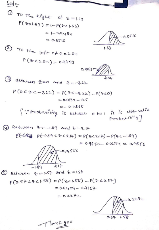 solo O To The Right of z = 1.63 P(771.63) = 1-PC761.63) =1-0.9484 = 0.0516 0. OSIG 2 1.63 To the left of 2=2.04 P(Z <2.04 )=