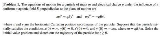 The equations of motion for a particle of mass m a