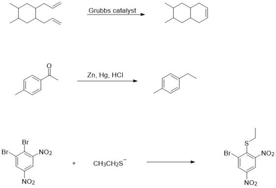 Grubbs catalyst Zn, Hg, HCI Ol meer NO2 CH3CH25 NO2 NO2