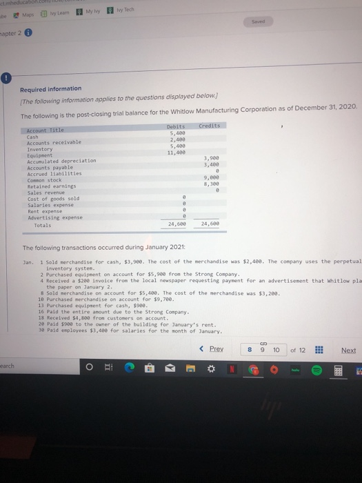 ctmeducation.com Maps Wwyceam Myly vy Tech hapter 2 Required information The following information applies to the questions d