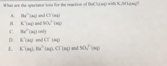 What are the spectator ions for the reaction of Ba