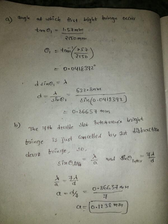 2ISD 0.0418392 632.8nm b) deao tringeo sins o ? dl