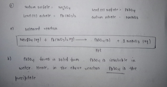 sodium sulfate - Nasoy Pb (NO3)2 Lead (11) sulfate - PB504 sodium nitrate - NaNO3 Lend (11) nibale = balanced reaction Na2504