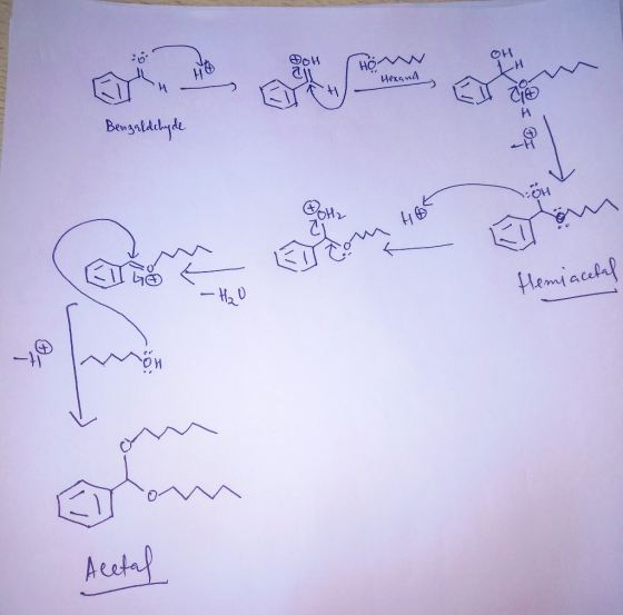 OH и Hexand Benzaldehyde Hemiacetal Acetal