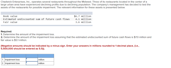 Chadwick Enterprises, Inc., operates several restaurants throughout the Midwest. Three of its restaurants located in the cent