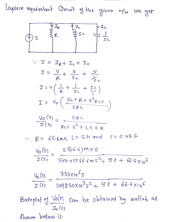 Laplace equivalent Circuit of the given who we get WA IR 2 ees Ic R SL I sc I=IRt It Ic I v V + V SL + R Ysc R ) IzvG+ + +