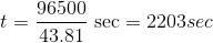 t = \frac{96500}{43.81} \text{ sec} = 2203 sec