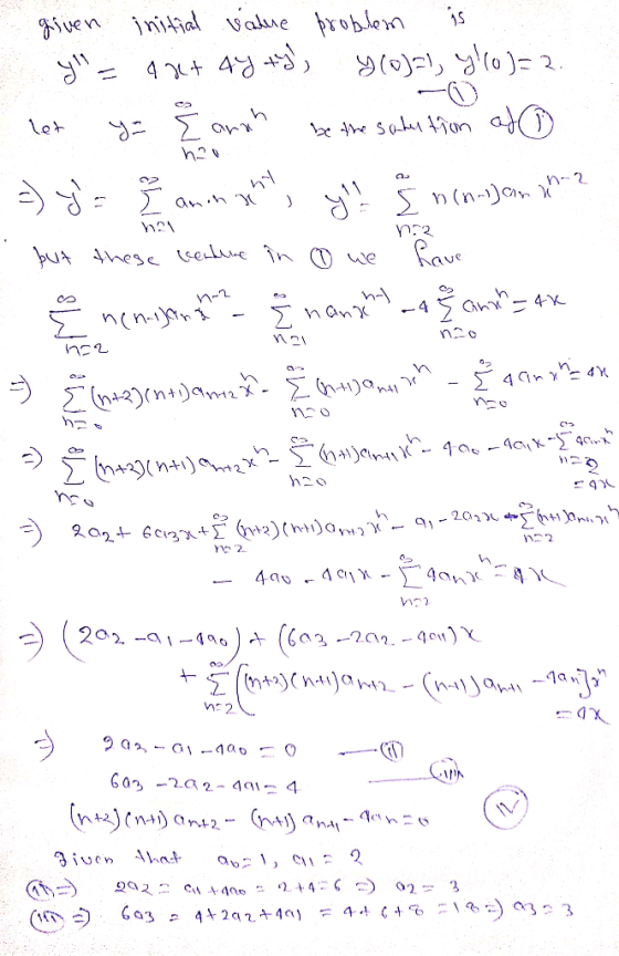 15 let given initial value problem Y = ax + 4y ty, y (0)=s yllo)=2. y = { outh be the sakertion at =) ja y s nenugan ni but
