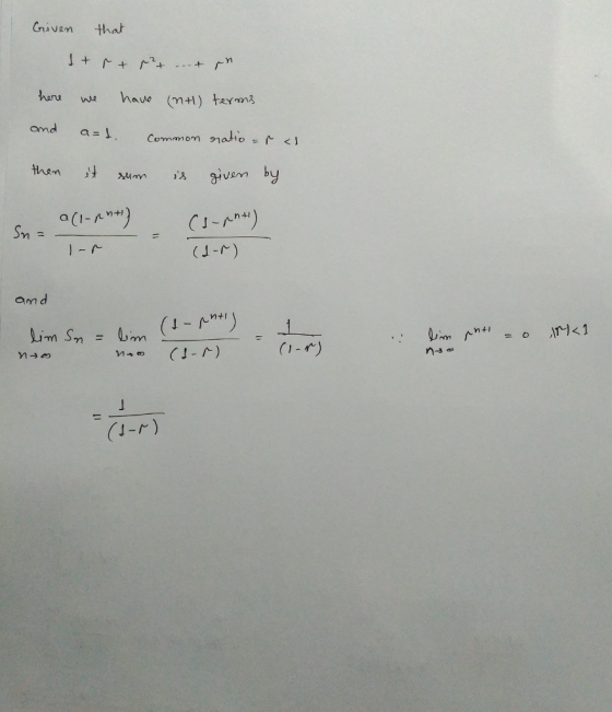 Cniven that and a=1 Commom mao (J-r) am んn+1 - n41 (1-r)